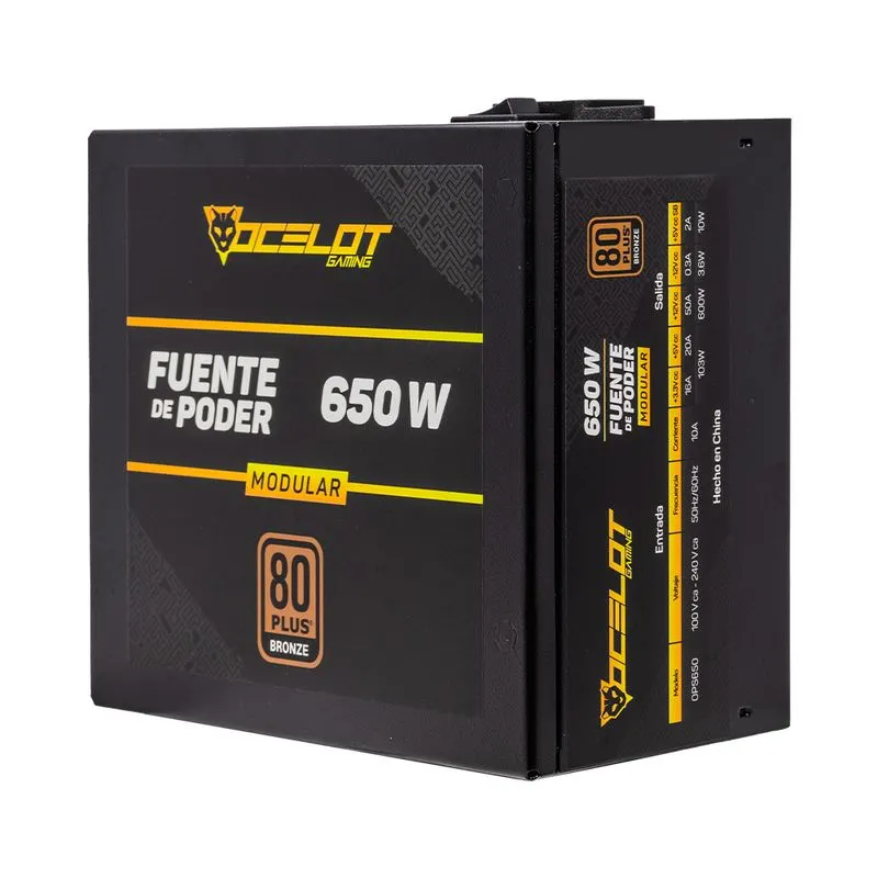 Fuente de poder Ocelot 650w Modular 80 Bronce